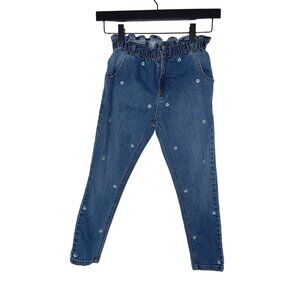 Mayoral Girls Size 8 Embroidered Flower Jeans 🌸 Straight Leg Denim
